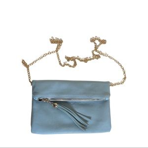 Street Level Powder Blue Clutch with Tassel Zipper